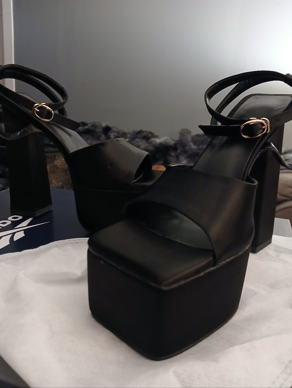 Black Platform Block Heel Sandals - Women